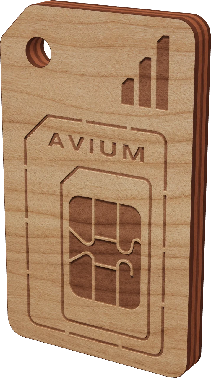 Avium SIM Fob in 3D, built from its proof sheet